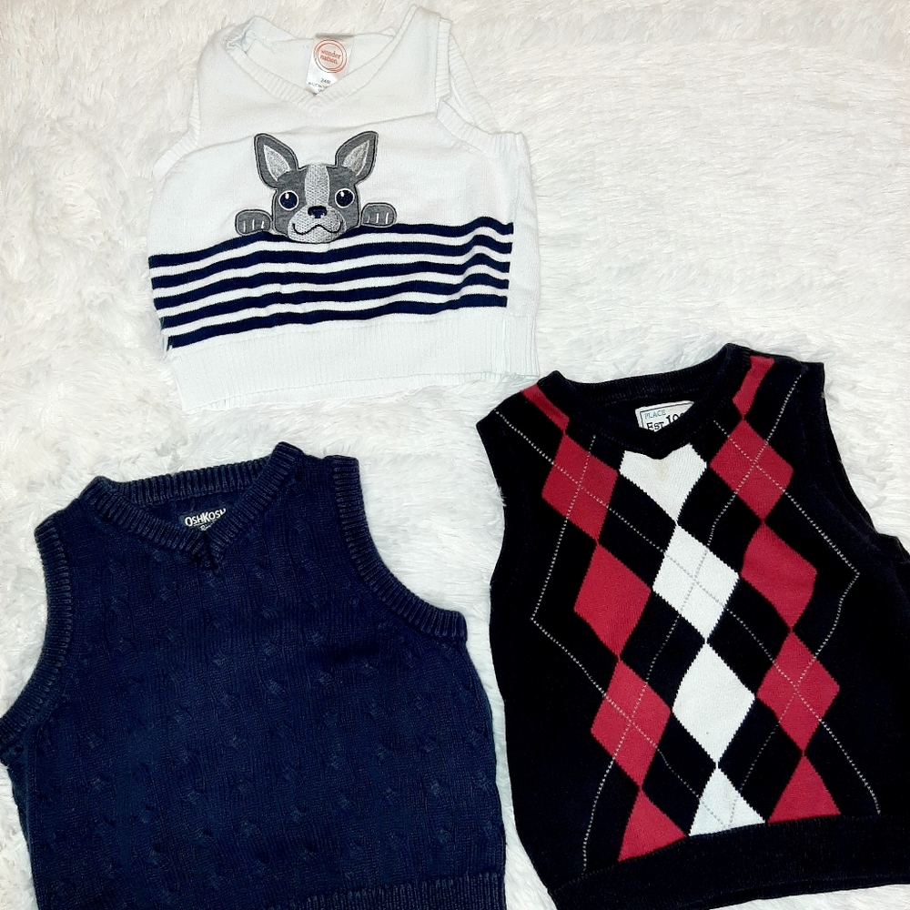Boys sweater vest size 24 month 2t bundle of 3 - Picture 2 of 6